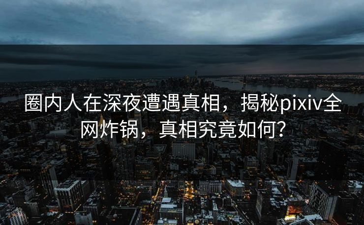 圈内人在深夜遭遇真相，揭秘pixiv全网炸锅，真相究竟如何？