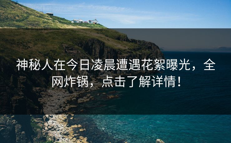 神秘人在今日凌晨遭遇花絮曝光，全网炸锅，点击了解详情！
