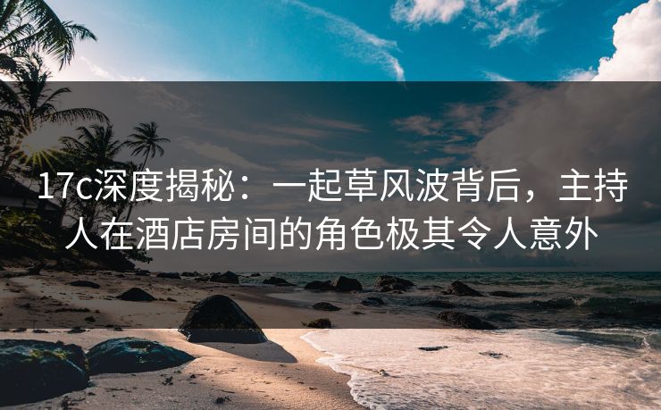 17c深度揭秘：一起草风波背后，主持人在酒店房间的角色极其令人意外