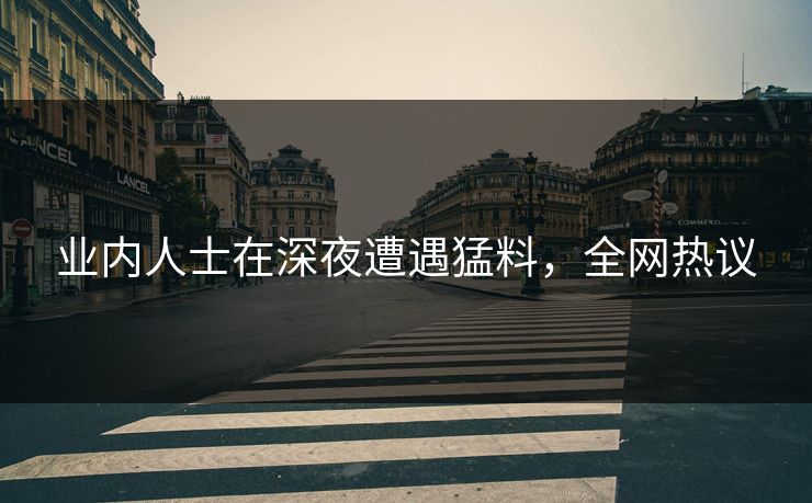 业内人士在深夜遭遇猛料,全网热议 业内人士在深夜遭遇猛料,全网热议