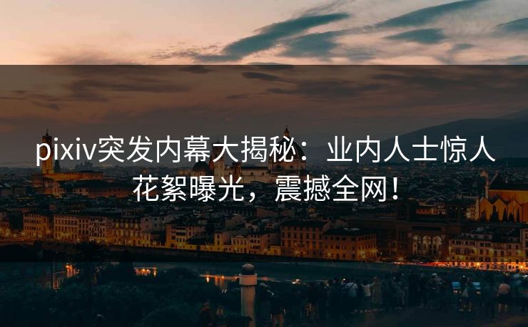 pixiv突发内幕大揭秘：业内人士惊人花絮曝光，震撼全网！